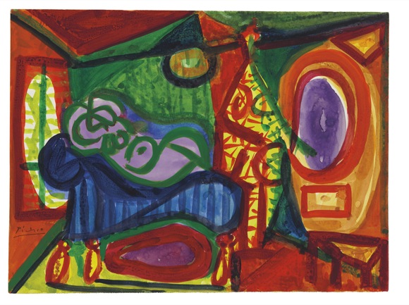 "Femme couchée et personnage" by Pablo Picasso.