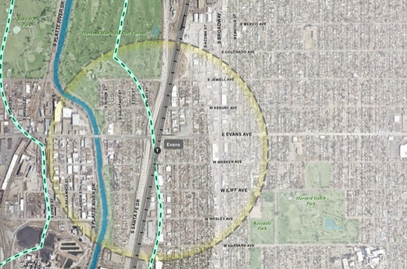A map detailing development opportunities on the South Platte River.