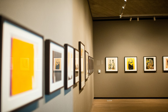 Paintings line the walls of the Clyfford Still Museum.