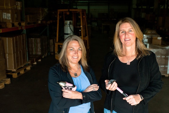 Owners, Mary Tatum, left, and Janet Rickstrew, in the warehouse of Tomboy Tools in Denver.