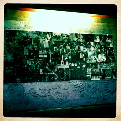 The wall of fame at Dazzle.