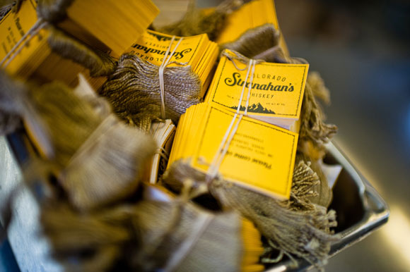 Tags are the finishing touch to a bottle of Stranahan's whiskey.