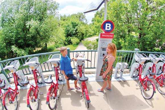 A B-cycle station in Cherry Creek.