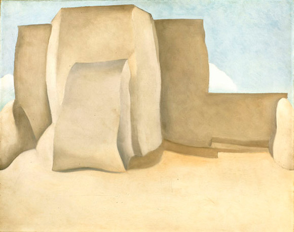 Georgia O’Keeffe, Ranchos Church No. 1, 1929. Oil on canvas; 18-3/4 x 24 in.  Collection of the Norton Museum of Art, West Palm Beach, Florida; Purchase the R.H. Norton Trust.