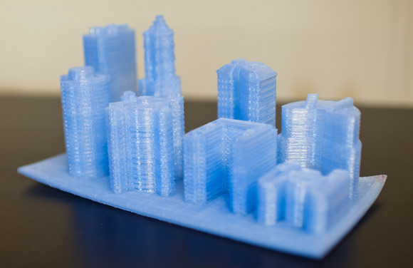 A model of city buildings took 10 hours to print. 