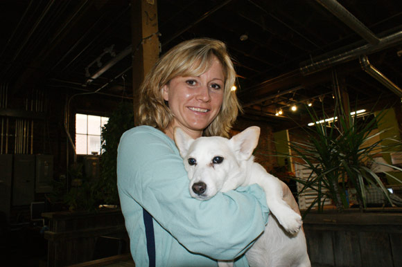 Jennie Nevin, Founder of Green Spaces, and her trusted accomplice Hobbes.