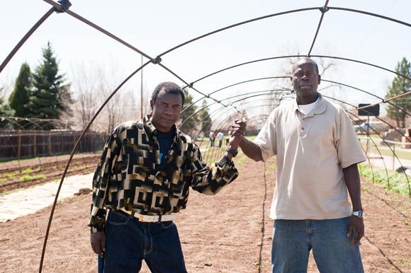 Rasulo, left, and Jele Mungoya are two Somali Buntu helping to lead the farm efforts. 