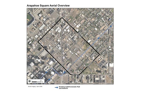 An aerial graphic of Arapahoe Square.