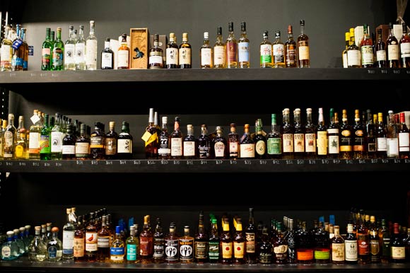 A large variety of liquor at the Proper Pour. 