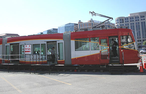 A DC Streetcar on display at a "streetcar rollout" in 2010.