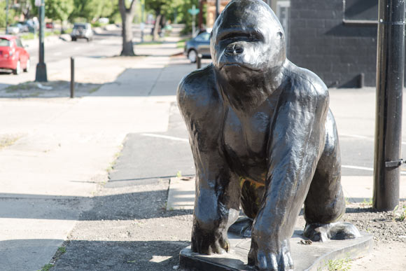 A gorilla statue near 25th and Federal. 