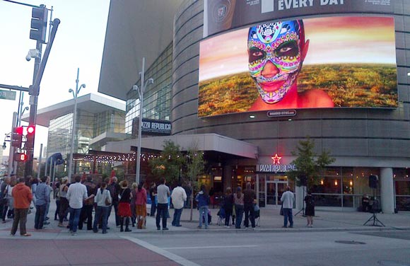 Digital art captivates an audience at the Colorado Convention Center.