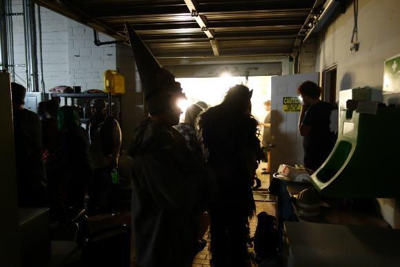 At about 7 p.m., the makeup trailer is a frenzy of monsters, mutants and clowns.