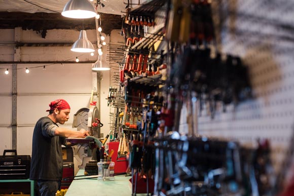  vast assortment of tools hangs on the wall of DTL's 1,000-square-foot warehouse.