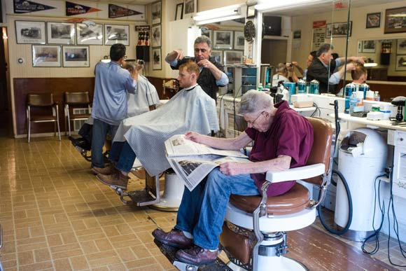 Old-school haircuts at Chuck's Barber Shop. 