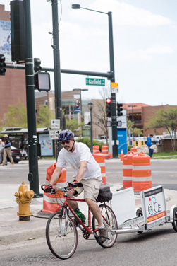 Bicyclists pick up and deliver for Fresh Food Connect.
