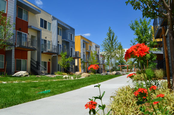 Aria Apartments, an affordable housing project, opened in 2013.