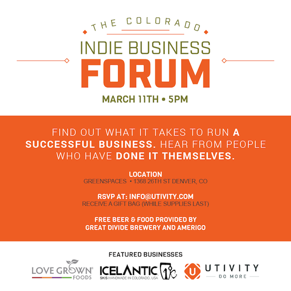 utivity hosts the first colorado indie business forum at green spaces flyer forum