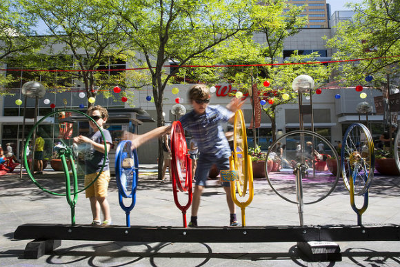 Wheels Go Round at the Prototyping Festival on the 16th Street Mall.