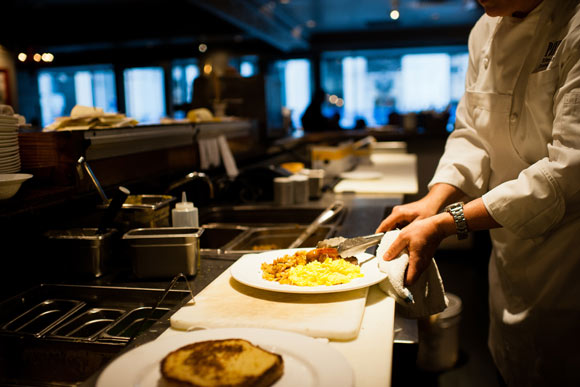 Panzano's Executive Chef Elise Wiggins plates breakfast.