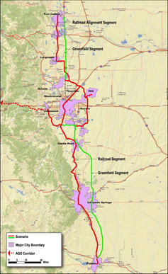 One of the alternative routes under consideration in the Interregional Connecticity Study.