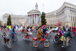 B-cyclists buzzing the Denver City and County Building.