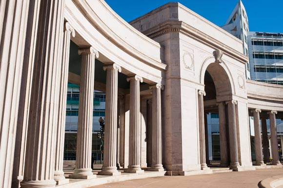 Columns at Civic Center Park. 