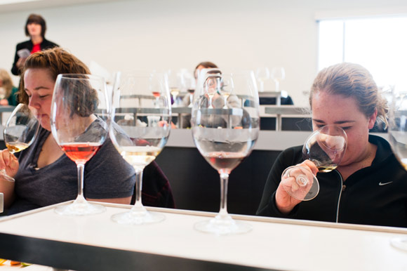Students in a wine and food pairing class at MSU.