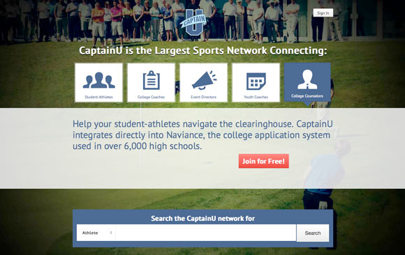 A screenshot of CaptainU's website.