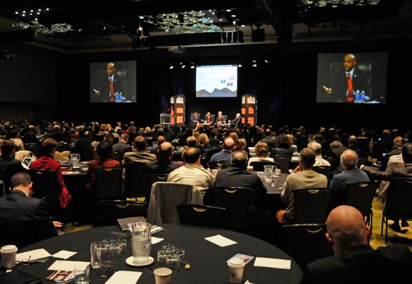 Denver Mayor Michael Hancock speaks at the third Rocky Mountain West Urban Leadership Symposium.