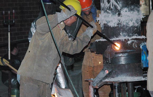 Iron casting at CU Denver.