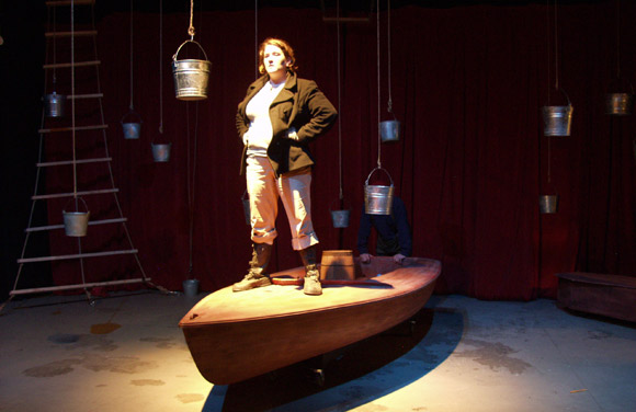 Hannah Duggan as Ahab in Moby Dick Unread.