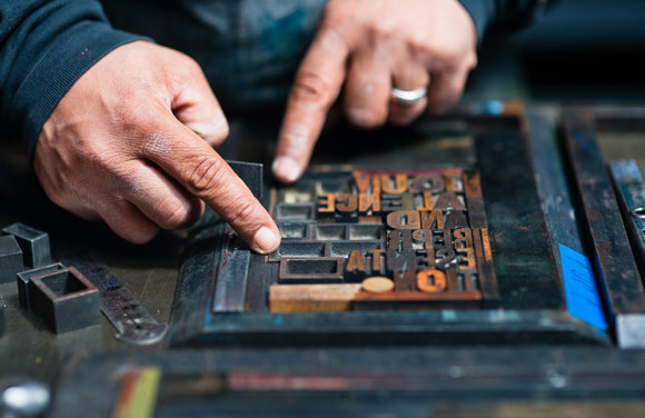 Letterpress letters are made from various types of wood.