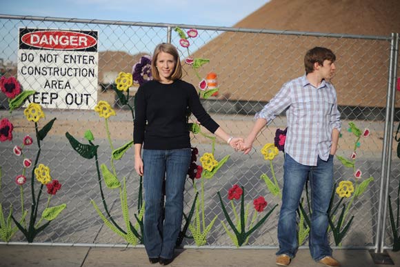 The Flower Garden Fence by the Ladies Fancywork Society livens up a construction area.