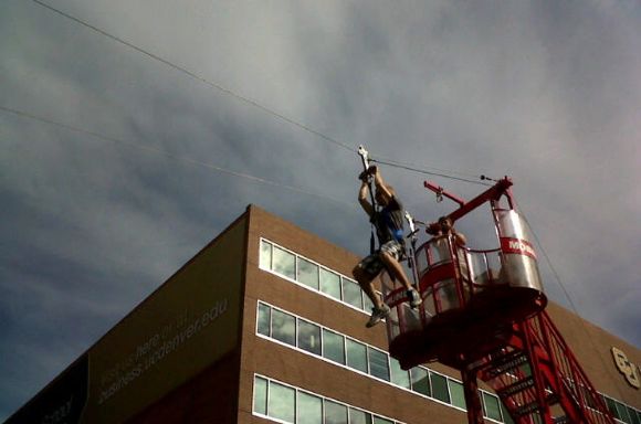 The zipline from last year's Block Party will be replaced with a ropes course for the 2013 event.