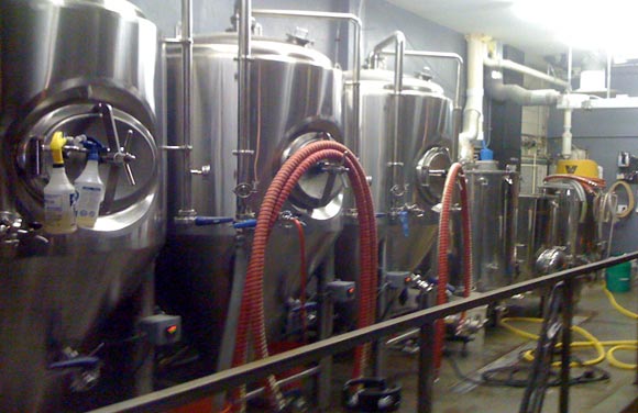 Fermentation tanks at TRVE Brewing.