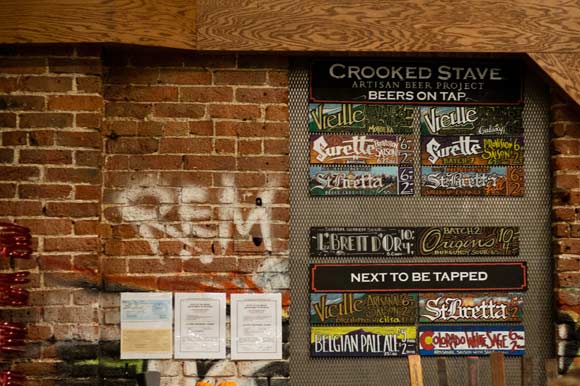 The beer menu at Crooked Stave Artisan Beer Project.