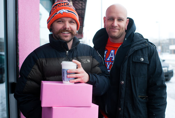 These Voodoo fans waited for their dozens of doughnuts for about an hour on a Sunday morning.