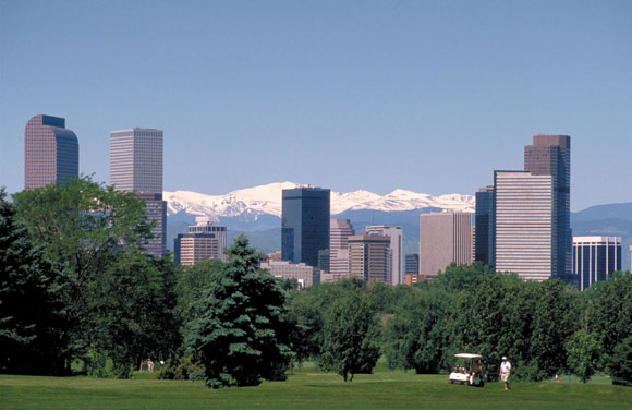 Denver skyline from City Park Golf Course.
