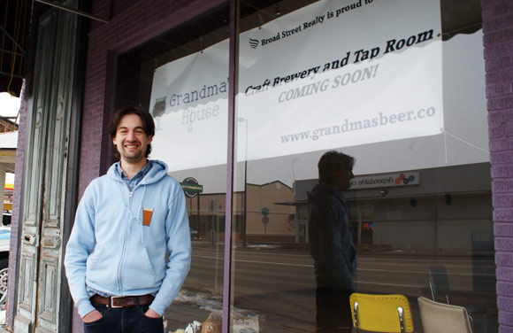 Matthew Fuerst stands in front of the future location of Grandma's House.