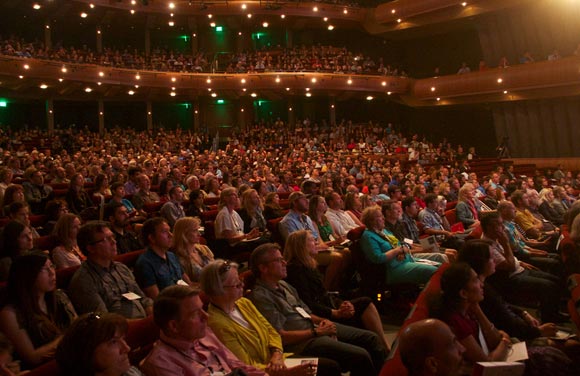 An attentive audience at Newman Center for TEDxMileHigh talks in 2013.
