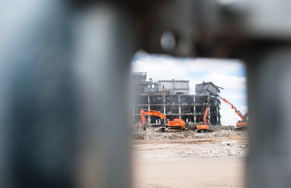 The old Gates Rubber Factory is being torn down.