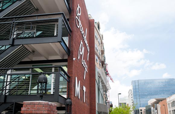 The 1950s motel sign was left on the building to add to the vintage charm. 