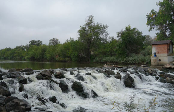 The rock dam near Florida Avenue will be removed as part of a habitat enhancement.