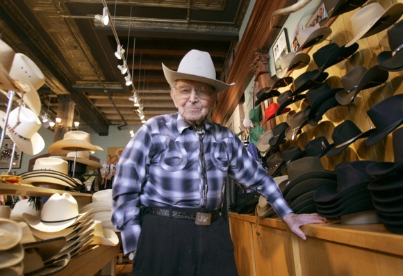 The late Jack A. Weil at age 105, 60 years after he invented the Western snap shirt.