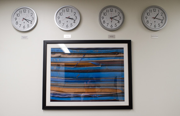 Clocks keep time at the other USPTO offices.