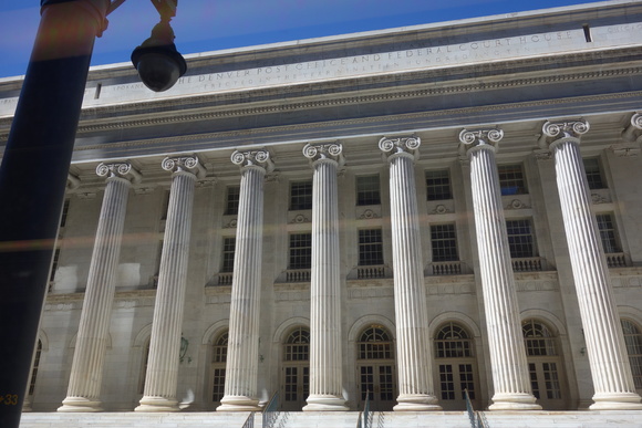 The federal courthouse from the train.