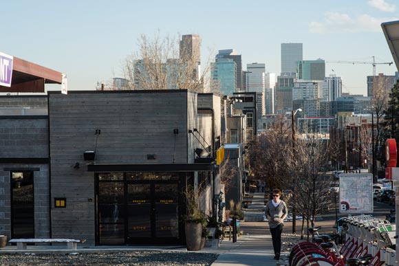 The old Denver Bookbinding building now houses Postino Wine Cafe and Recess Beer Garden. 