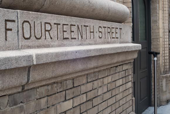 Public art was incorporated into 14th Street in the form of viewfinders with historic photos.