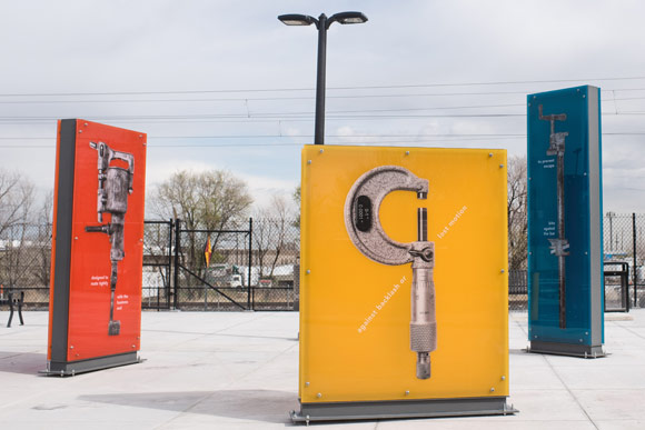 Erik Carlson's "Hands On" graces the 40th and Colorado stop on the new A Line.